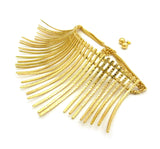Women's Bohemian Flat Wire Choker Necklace and Ball Earring Set