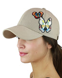 C.C Colorful Embroidered Butterfly Adjustable Precurved Baseball Cap Hat