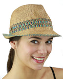 NYFASHION101 Multicolored Weaved Band and Trim Stingy Trilby Fedora Hat