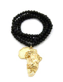 Diversified Single Pendant Piece w/ 6mm 30" Wood Bead Necklace - Roaring Lion on Africa