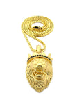 Stone Stud King Lion Pendant with Chain Necklace