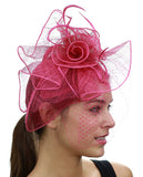 NYFASHION101 Cocktail Formal Party Face Veil Floral Mesh Fascinator Headband