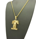 Polished Hollow Layered Last Kings Record Label Pendant w/ Chain Necklace