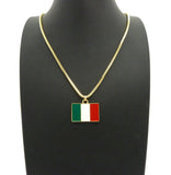 Italian Flag Micro Pendant w/ 2mm 24" Box Chain Necklace
