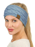 C.C Soft Stretch Winter Warm Cable Knit Fuzzy Lined Ear Warmer Headband