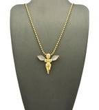 Dusted Extended Wing Pray Angel Micro Pendant w/ Chain Necklace