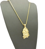 Gold-Tone Polished Chunky Nugget Pendant w/ 2mm 24" Snake Chain Necklace