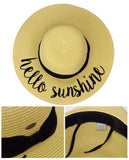 C.C Women's Paper Weaved Beach Time Embroidered Quote Floppy Brim Sun Hat