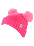 C.C Kids' Children's Double Ear Soft Pom Fuzzy Lined Cuff Beanie Cap