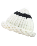 Two Tone Single Strip Handmade Big Loop Helsinski Hat Beanie