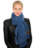 C.C Women's Ultra Soft Chenille Ribbed Thick Warm Knit Shawl Wrap Scarf