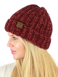 C.C Unisex Chenille Soft Warm Stretchy Thick Cuffed Knit Beanie Cap Hat