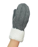 NYfashion101 Exclusive Winter Warm Sherpa Lined Cable Knit Cuff Mitten