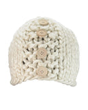 NYfashion101 Wood Button Accent Handmade Big Loop Winter Knit Beanie Hat