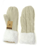 NYfashion101 Exclusive Winter Warm Sherpa Lined Cable Knit Cuff Mitten