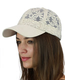 C.C Women's Floral Lace Panel Vented Adjustable Precurved Baseball Cap Hat