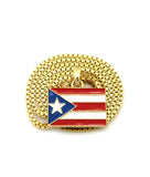 Puerto Rico Flag Micro Pendant with Chain Necklace