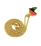 Pan Africa Continent Micro Pendant with 2mm 24" Rope Chain Necklace, Gold-Tone