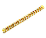 19mm 8.5" Men's Gold Plated Brass Cubic Zirconia Stone Bracelet with Box Clasp