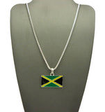 Flag of Jamaica Micro Pendant with Chain Necklace