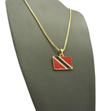 Trinidad and Tobago Flag Micro Pendant w/ Chain Necklace