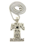 Stone Stud Last Kings Record Label Pendant w/ Chain Necklace
