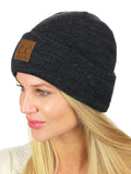 C.C Unisex Plain Cuff Skull Cap Winter Knit Beanie Hat