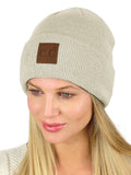 C.C Unisex Plain Cuff Skull Cap Winter Knit Beanie Hat