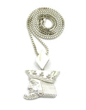 Polished Poker King pendant w/2mm 24" Box Chain Necklace