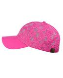 C.C Women's Floral Lace Panel Vented Adjustable Precurved Baseball Cap Hat