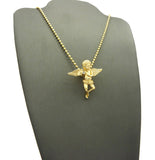 Winged Cherub Angel Micro Pendant w/ Chain Necklace