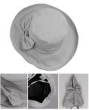 NYFASHION101 Women's Summer Packable Bow Accent Foldable Brim Beach Sun Hat