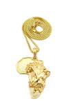 Roaring Lion on Africa Pendant with Chain Necklace
