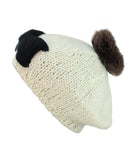 NYfashion101 Soft Pom Pom Two Tone Handmade Bow Knit Beanie Hat