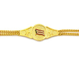 Puerto Rico Flag Dual Link Chain Bracelet with Box Clasp in Gold-Tone