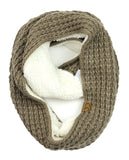 Exclusive Warm Chunky Knit Sherpa Lined Winter Infinity Scarf