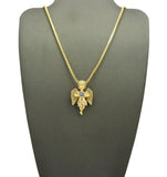 Baby Winged Angel Holding Gem Pendant w/ Chain Necklace