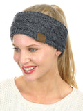 C.C Soft Stretch Winter Warm Cable Knit Fuzzy Lined Ear Warmer Headband