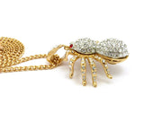 Stone Stud Red Eyed Spider Pendant w/5mm 30" Cuban Chain Necklace, Gold/Silver-Tone