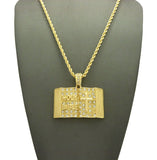 Stone Stud Opened Holy Bible Pendant Cuban Chain Necklace, Gold-Tone