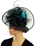 NYFASHION101 Cocktail Sinamay Fascinator Headband Feather & Flower Design