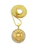 Stone Edge King Lion Medallion Pendant w/ Chain Necklace