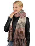 C.C Women's Long Multicolored Warm Cable Knit Shawl Wrap Tassel Scarf