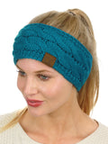 C.C Soft Stretch Winter Warm Cable Knit Fuzzy Lined Ear Warmer Headband