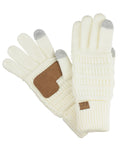 C.C Unisex Cable Knit Inner Lined Anti-Slip Touchscreen Texting Gloves
