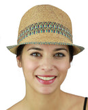 NYFASHION101 Multicolored Weaved Band and Trim Stingy Trilby Fedora Hat
