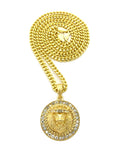 Stone Edge King Lion Medallion Pendant w/ Chain Necklace