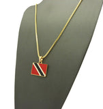 Trinidad and Tobago Flag Micro Pendant w/ Chain Necklace