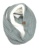 Exclusive Warm Chunky Knit Sherpa Lined Winter Infinity Scarf
