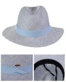 C.C Women's Raffia Straw Weaved Panama Sun Hat with Ribbon Trim